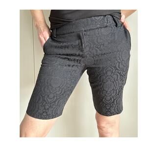 Vintage 90s Womens Shorts Size 4/S Brocade printed Midi Thigh Black